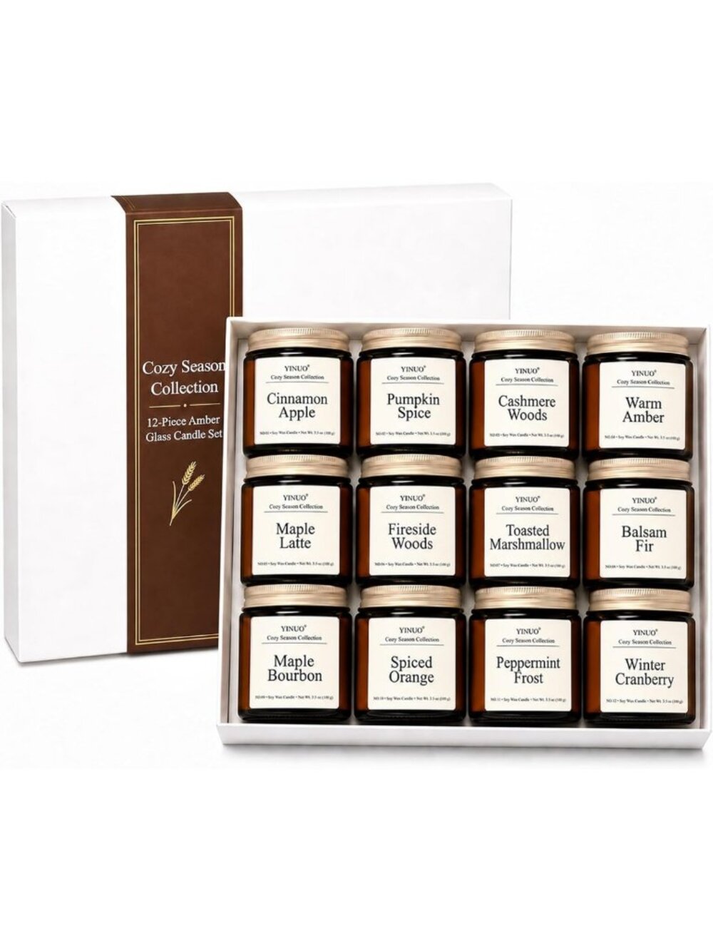Cozy Fall & Winter Scented Candle Gift Set, 12 Pack, 3.5 oz - Home Decor